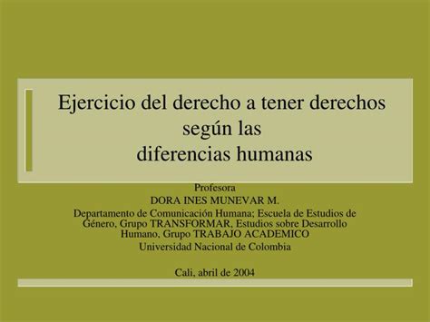 PPT Ejercicio del derecho a tener derechos según las diferencias