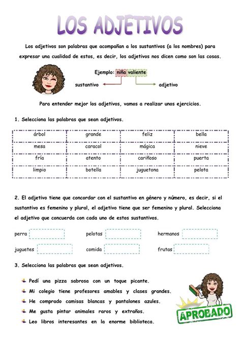 Actividades El Adjetivo Liveworksheets