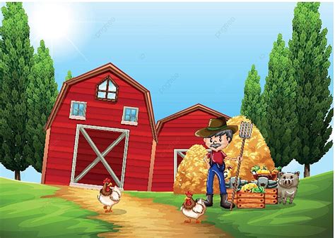 Farmer Working In The Farm Outside Pig Farming Occupation Vector, Pig ...