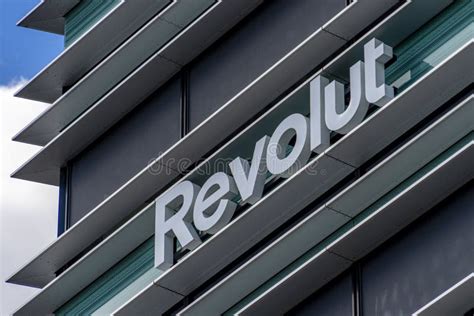 Revolut Logo Signboard On Modern Office Building In Vilnius Lithuania