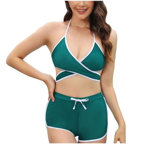 Wreesh Womens Two Piece Swimsuit Halter Bikini Set New Fashion Swimwear Casual Bikini Set