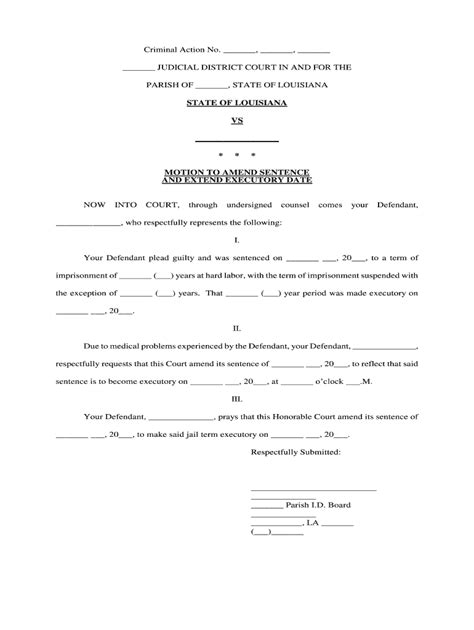 MOTION To AMEND SENTENCE Form Fill Out And Sign Printable PDF