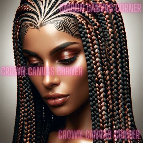 Egyptian Box Braids W/ Luxurious Patterns, Digital Art Print, Ai ...