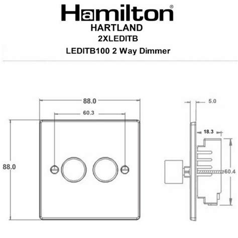 Hamilton Hartland Satin Steel 2 Gang 100w 2 Way Push Onoff Rotary Switching Led Dimmer With