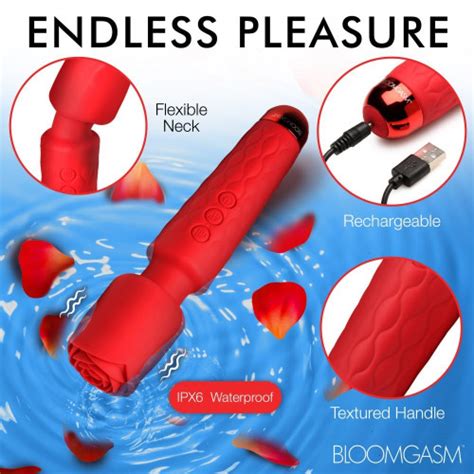 Bloomgasm Deluxe Silicone Rose Wand Vibrator Sex Toys At Adult Empire