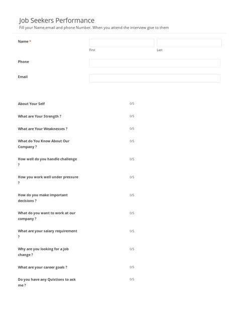 Job Seekers Performance: Fill Your Name, Email and Phone Number. When ...