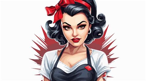 Le Dessin Traditionnel Du Tatouage De La Serveuse Pinup Vecteur