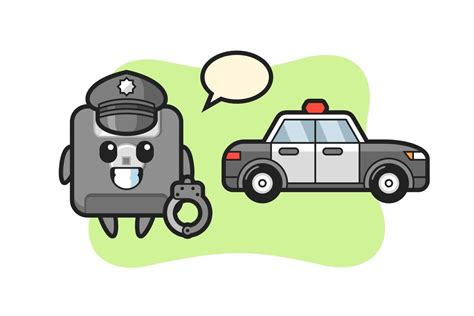 Desenho Animado Mascote De Disquete Como Policial 3268733 Vetor No Vecteezy