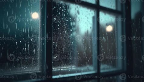 raindrops on window, digital art illustration, Generative AI 23042837 ...