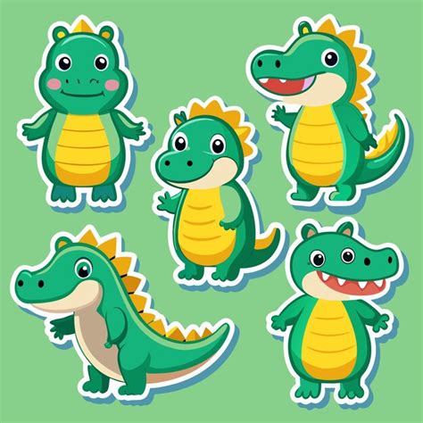 Five Adorable Cartoon Crocodiles With Big Smiles Premium Ai Generated