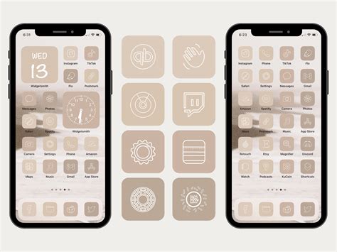 Nude Neutral App Icon Pack Ios Ios Warm Beige Etsy