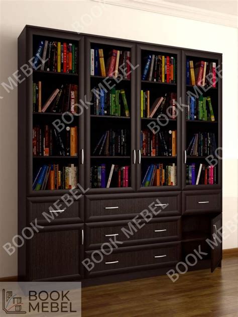 Большой шкаф для книг с тумбой 4-15 "комфорт" на заказ от фабрики BOOKMEBEL