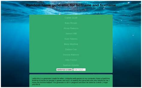 Random name generator, for lastname and firstname