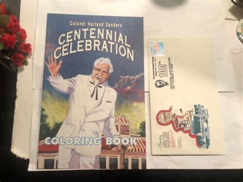 Vintage 1990 Colonel Sanders Kfc Coloring Book With 1st Day Issue 100th Letter Ebay