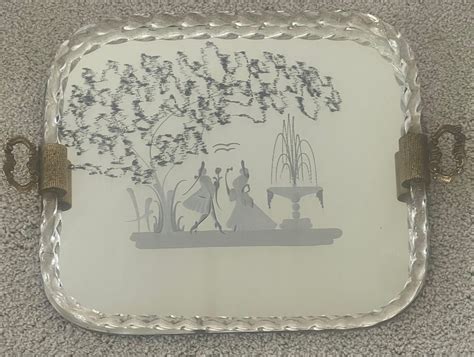 Mirrored Engraved Glass Serving Tray By Ercole Barovier For Murano Glass For Sale At 1stdibs