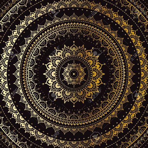 Or Mandala Sur Fond Noir Modèle Indien Mandala Mandala Fond Noir