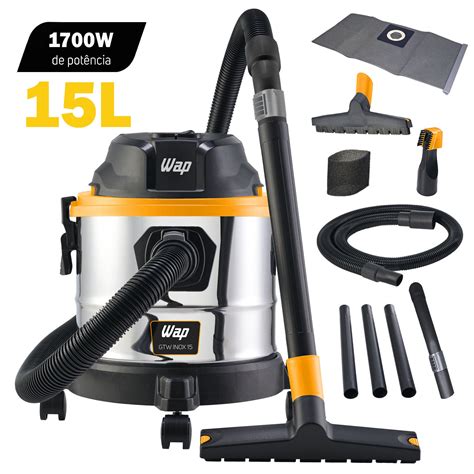Aspirador De Pó E Água Wap Gtw Inox 15 1700w - Aspirador de Pó e Água GTW Inox 15 Litros 146mbar 1700W Wap ...