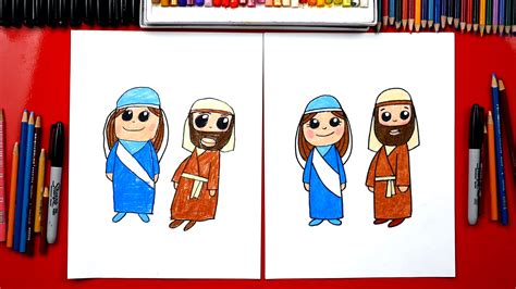 how to draw mary and joseph