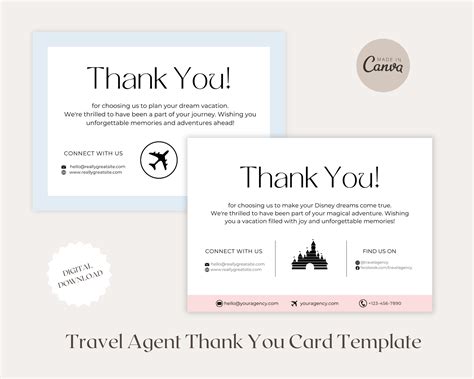 Travel Agent Thank You Note To Client Thank You Note Canva Template