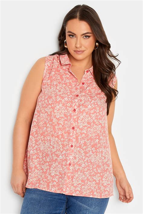 Yours Plus Size Pink Ditsy Floral Print Blouse Yours Clothing