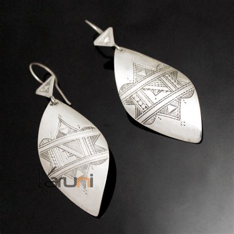 Bijoux Touareg Ethniques Boucles D Oreilles En Argent Longue