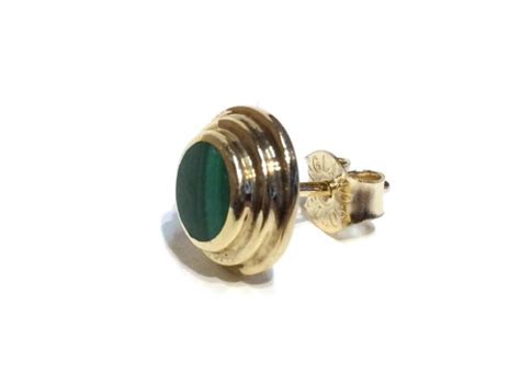 Malachite And Gold Stud Earrings Aspens Jewellers