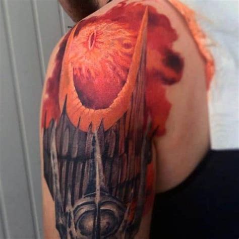 30 Eye Of Sauron Tattoo Designs For Men - Lord Of The Rings Ideas