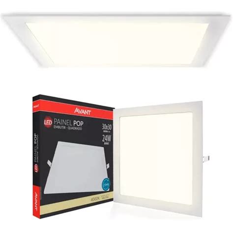 Kit Plafon Painel De Led Embutir Quadrado W K Neutro Cor Neutra