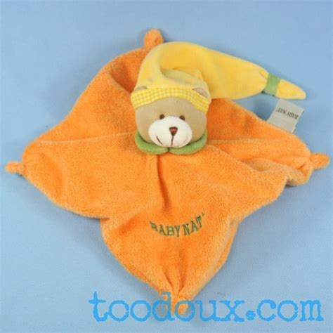 Toodoux Sp Cialiste En Sos Doudou Ours Carr Plat Orange Baby Nat