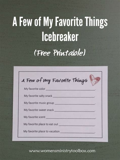 A Few Of My Favorite Things Icebreaker Free Printable Womens