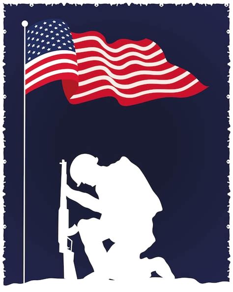 Premium Vector | Usa flag with soldier silhouette