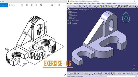 Catia V5 Part Design 06 Catia Part Modeling 3d Part Design Beginners Exercise Youtube