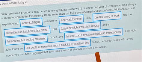 Solved compassion fatigue.Julia (preferred pronouns she, | Chegg.com 