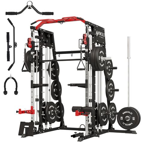 Mikolo Smith Machine Home Gym 2200 Lbs Power Rack Cage With Cable