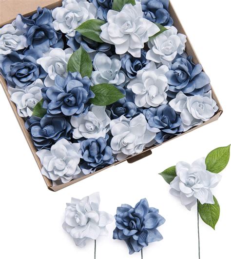 Buy Ling S Moment Wedding Flowers Artificial Gardenia 2 7 Dusty Blue