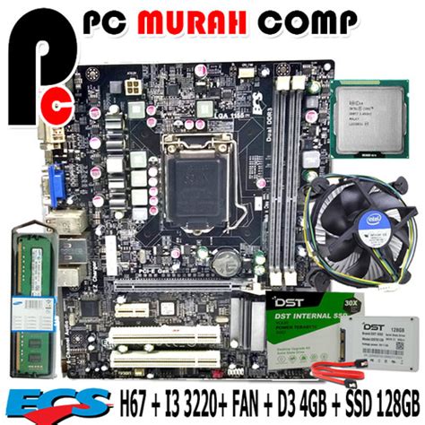 Jual Paket Lengkap Mobo Mainboard Motherboard LGA 1155 H67 I3 3220