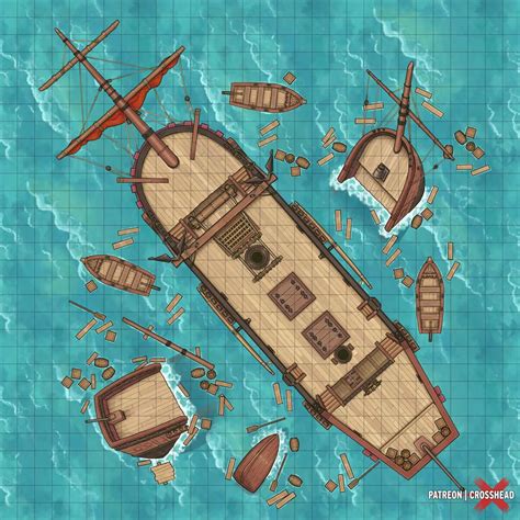 CrossheadStudios Naval Battlemap Ships Boats Sea Ocean Galleon