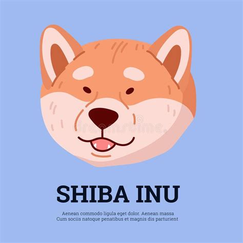 Banner Oder Kartenvorlage Mit Shiba Inu Hund Kopf Flache Vektor