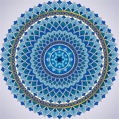 Mandala arte vectorial patrón azul Vector Premium