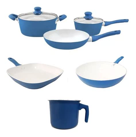 Set 6pzs Hudson Olla Cacerola Sarten Bifera Wok Ceramica Bz3