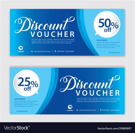 Blue Gift Voucher Template Discount Royalty Free Vector