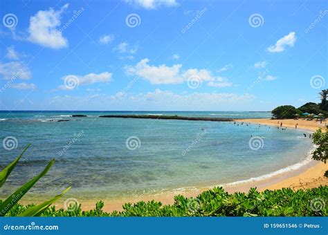 Turtle Bay Beach Hawaii USA Stock Photo - Image of oahu, clouds: 159651546