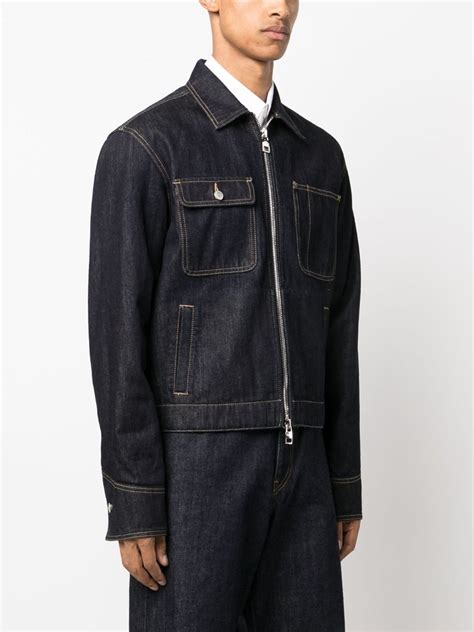 Alexander McQueen Zip Up Denim Jacket Blue FARFETCH