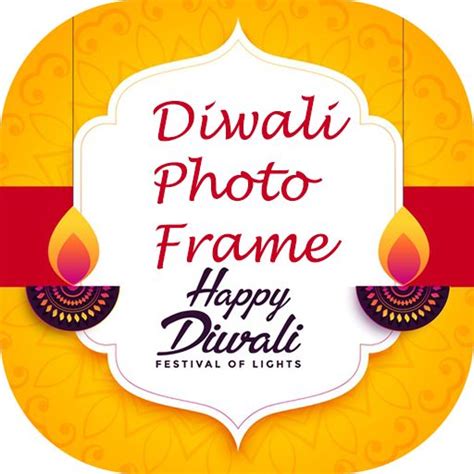 diwali photo frame happy diwali festival of lights on yellow and red background