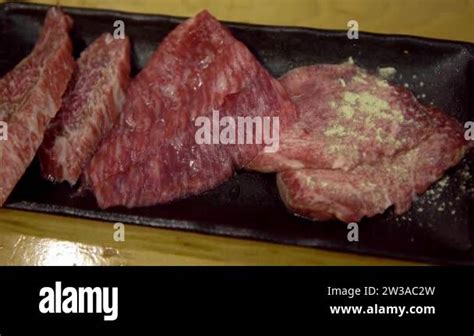 4k The Arrangement Of Fresh Wagyu Beef Raw Prepare To Sell To Customer