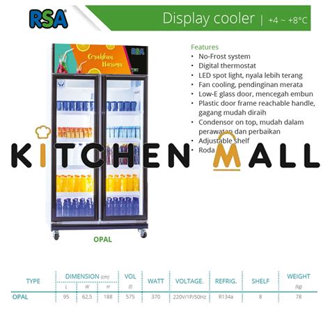 Jual Rsa Opal Showcase Dua Pintu Kaca Kulkas Penyimpan Pemajang