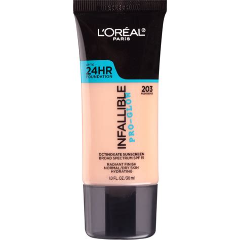 L Oreal Paris Infallible Pro Glow Liquid Foundation 203 Nude Beige Hydrating Longwear Medium