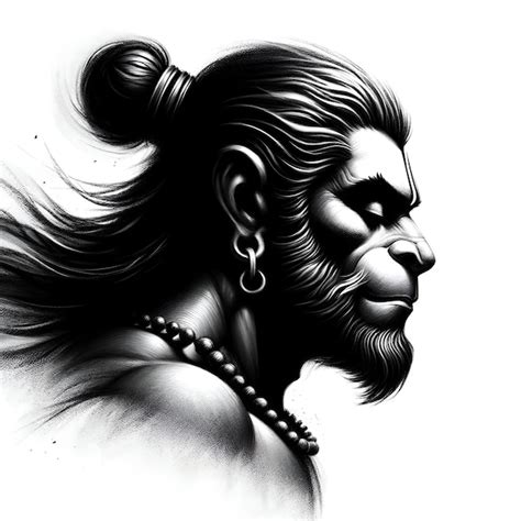 Black and white sketch portrait of a lord hanuman for hanuman jayanti celebration | Premium AI ...