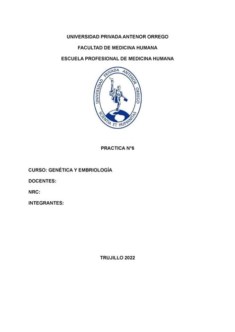 S Informe De Genetica Prac Universidad Privada Antenor Orrego