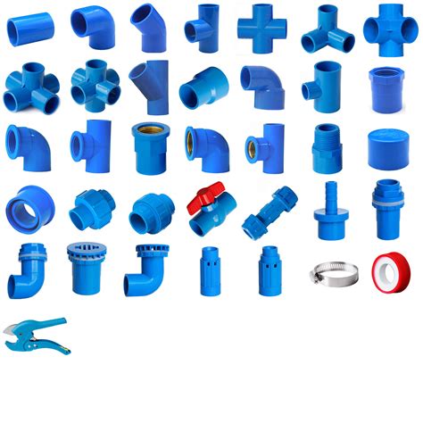 Blue Pvc Mm Id Pressure Pipe Fittings Metric Solvent Weld Various